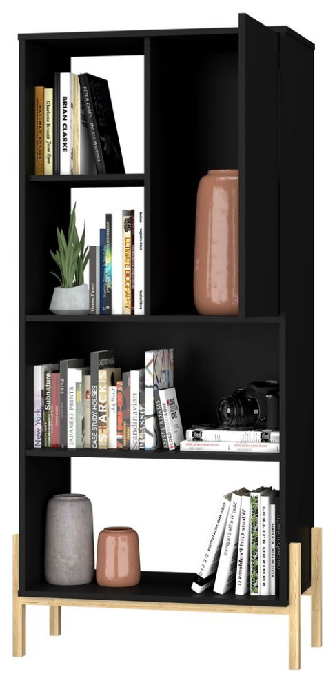 Bowery Bookcase  Black and Oak   Transitional   Bookcases   by Homesquare  Houzz