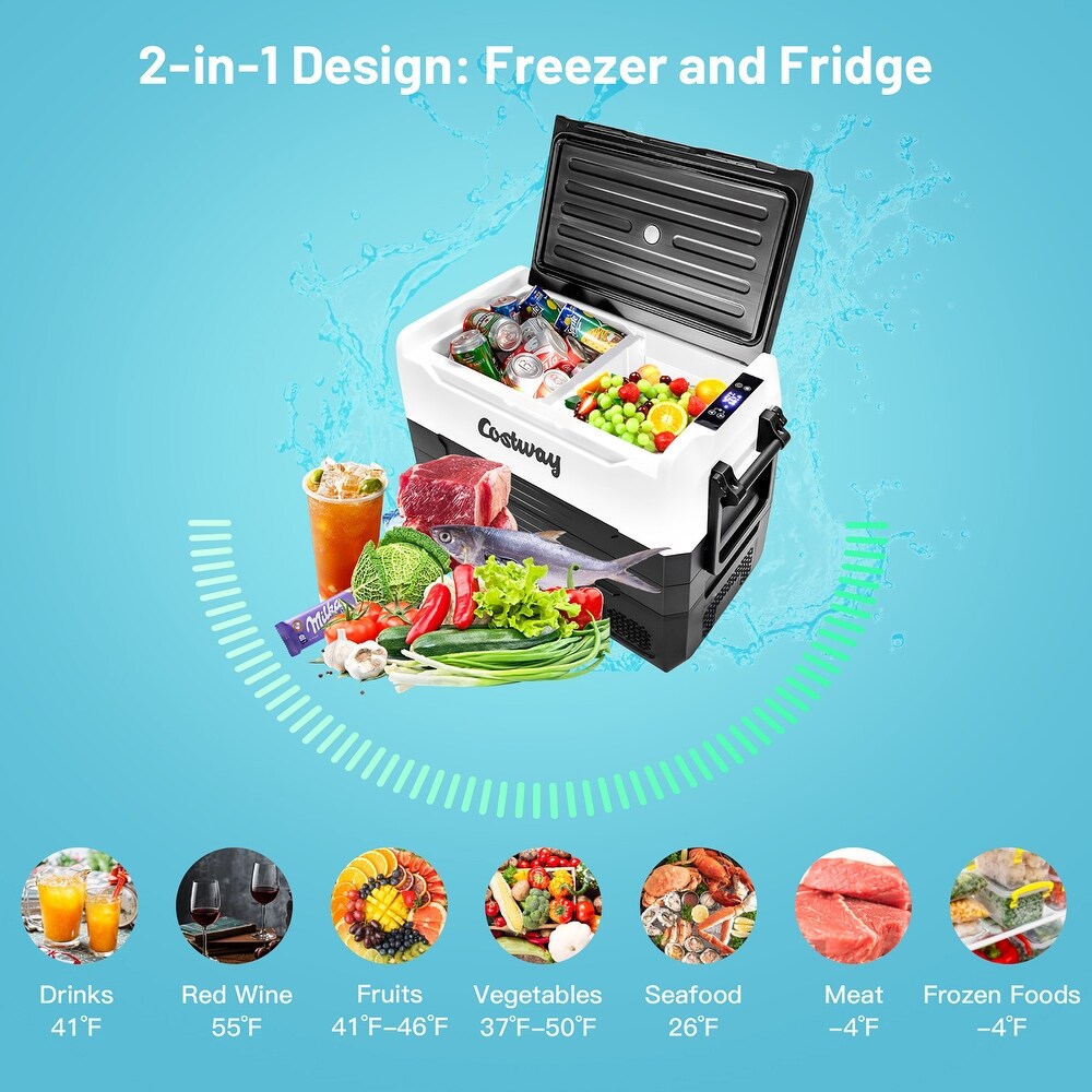 Costway 58 Quarts Car Refrigerator Portable RV Freezer Dual Zone w/   See details