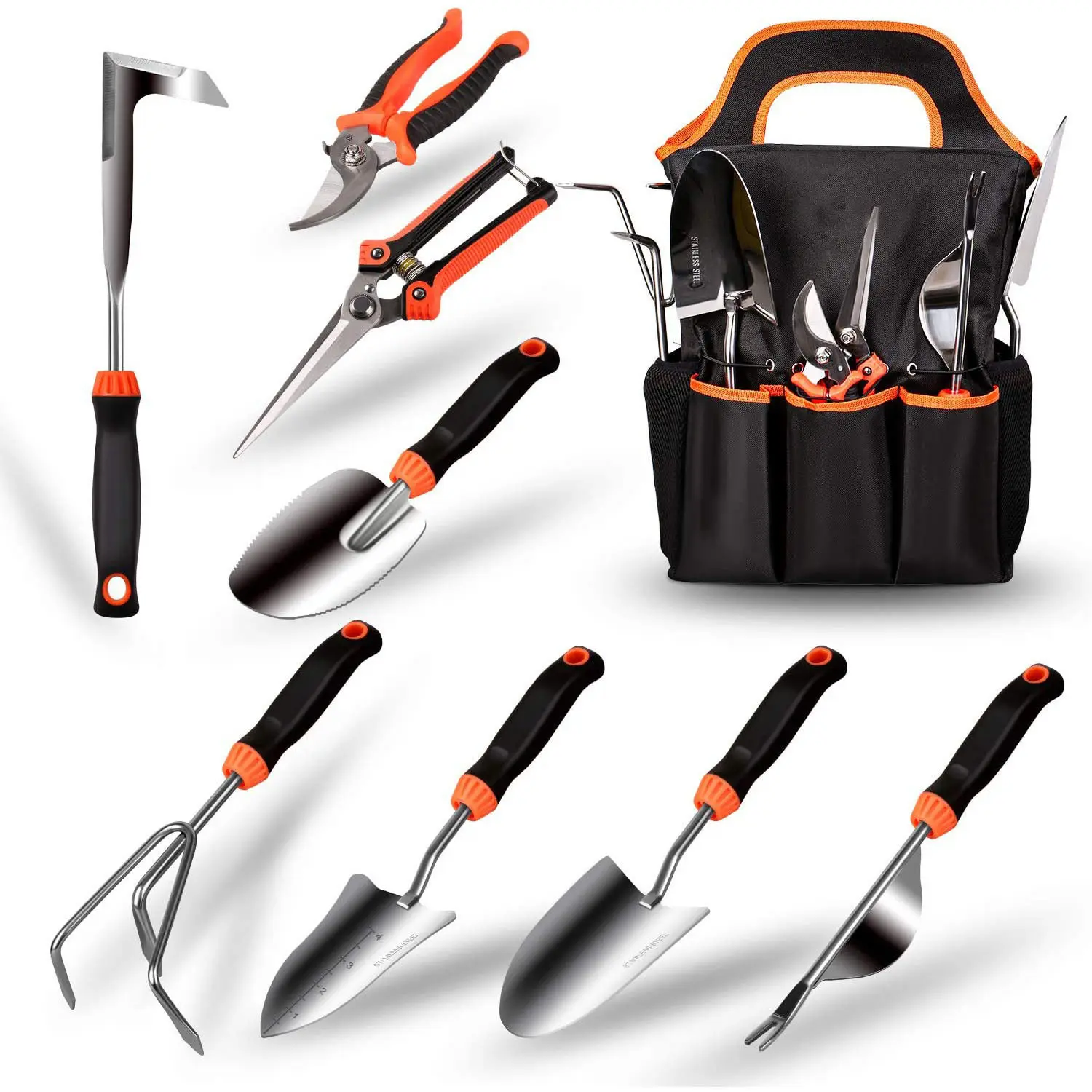 Garden tool set stainless steel 9 piece gardening tools glov es scissors Home garden tools shovel rake spade