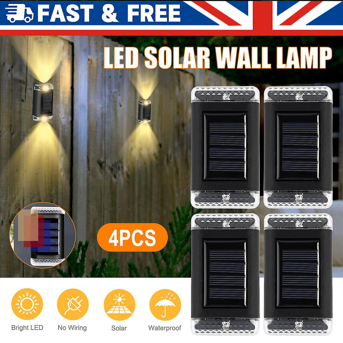 4/8x Solar Powered Door Fence Wall Lights Super Bright Led Outdoor Garden Lamps W12508254