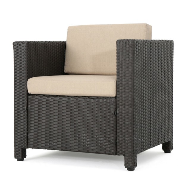 Puerta Wicker Club Chair Dark Brown beige Christopher Knight Home