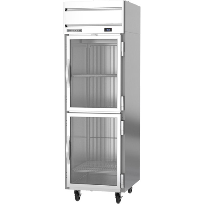 Beverage-Air HRS1HC-1HG Reach-In Refrigerator， Horizon Series， 1-Section， 2 Glass Half-Doors， Gray Sides