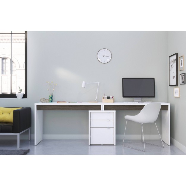 3pc Homesessentials Home Office Set With 2 Reversible Desk Panels Gray white