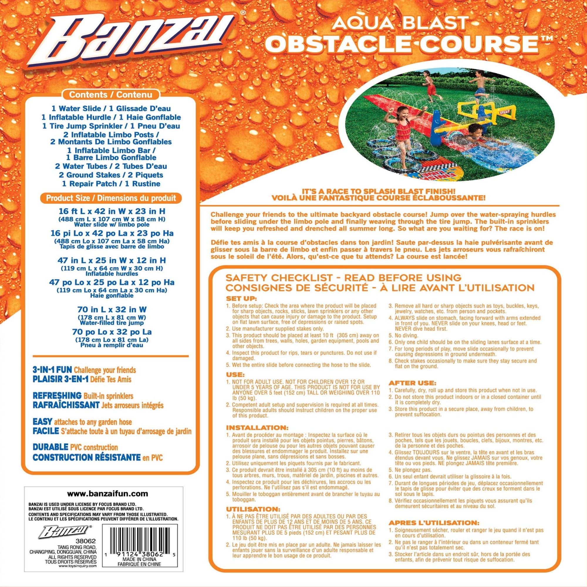 Banzai Aqua Blast Obstacle Course Inflatible Obstacle Course