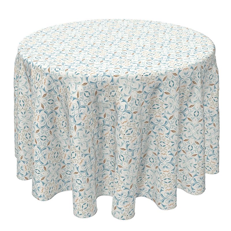 Round Tablecloth， 100% Cotton， 60 Round， Oriental Vintage