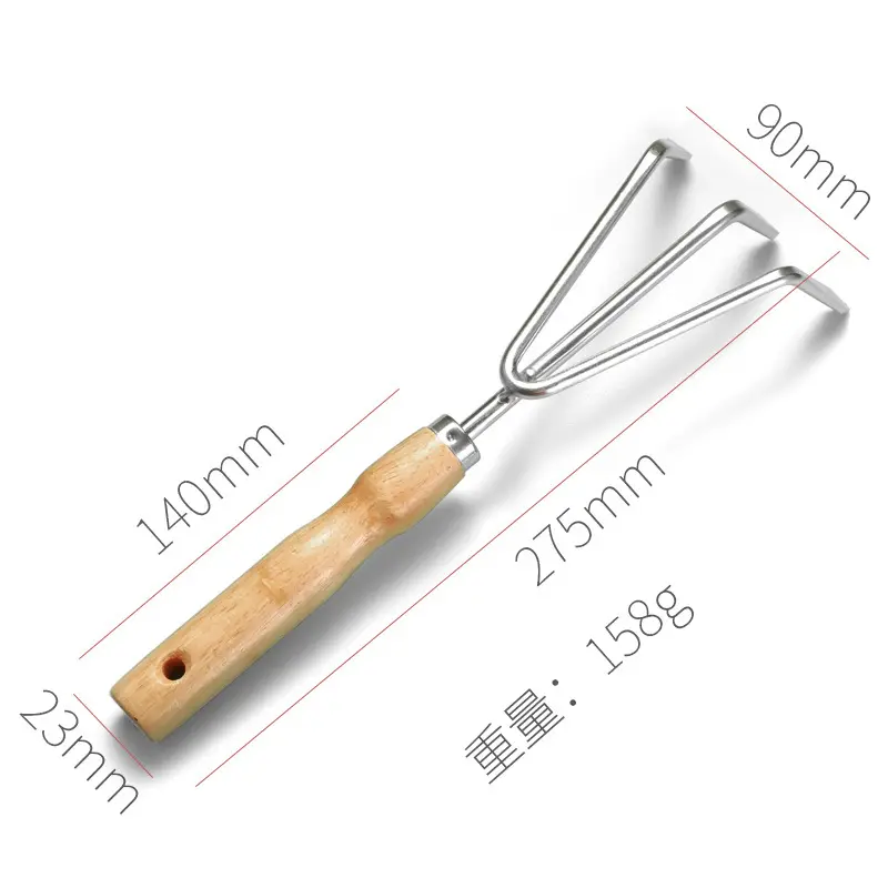 Heavy Duty 5 Pieces Stainless Steel Head Wooden Handle Gardening Tool Set For Home And Garden