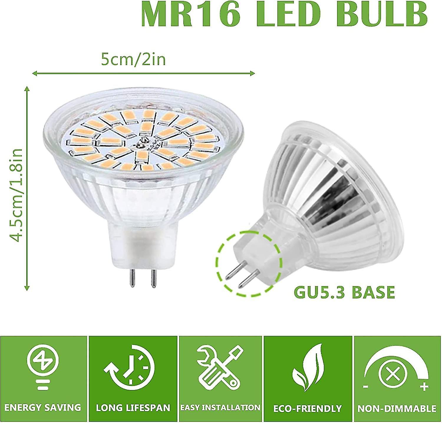 Gu5.3 Led Bulb， Mr16 Led 12v 3w Equivalent To 30w 3000k Warm Halon Lamp， Non-dimmabd Bulbs， Pack Of 10 [ F]