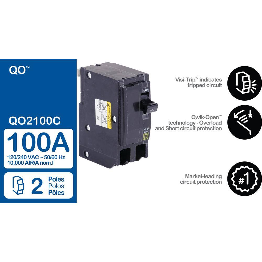 Square D 100 Amp 2-Pole Circuit Breaker QO2100C