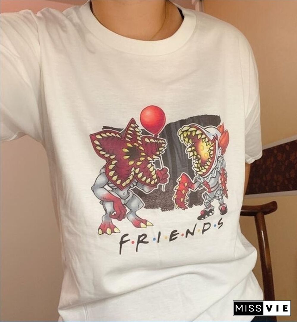 1Pcs Lion Movie Tv Show Unisex Stranger Things Pennywise Friends T-Shirt Halloween Horror Movie Tee Cute Funny Shirt Gift