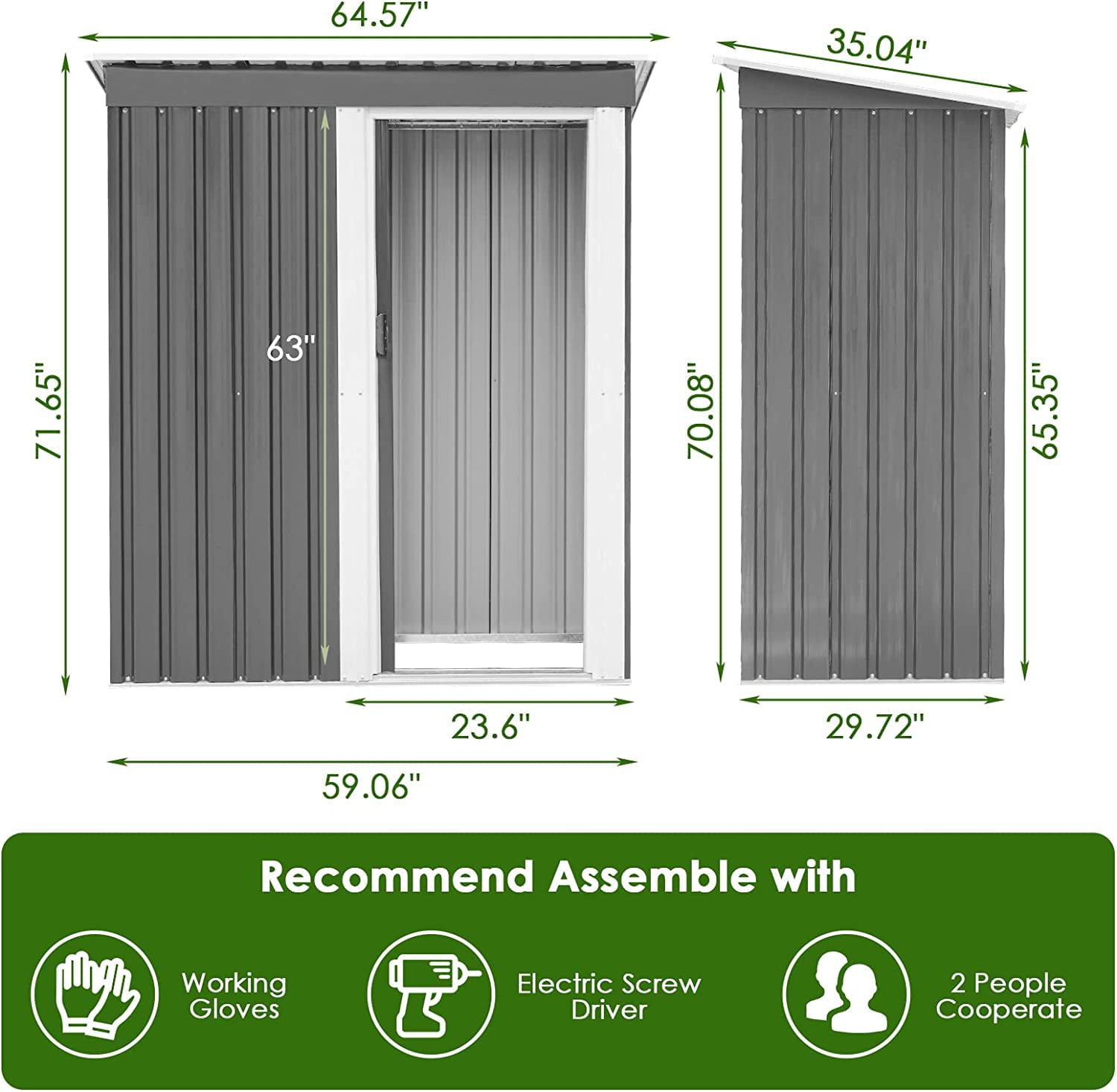 Arlopu 5' x 3' Outdoor Storage Shed with Sliding Door, Metal Tools Shed House for Garden, Patio, Lawn