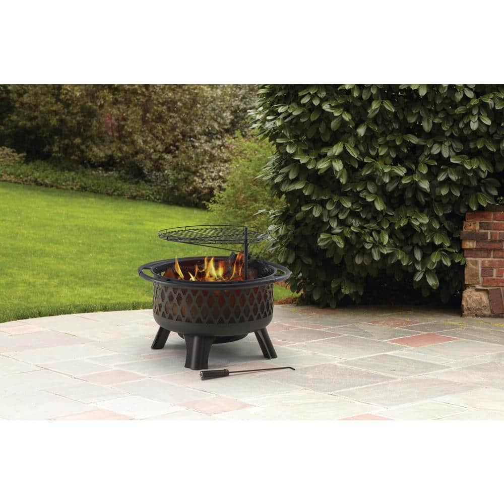 Hampton Bay Piedmont 30 in. Steel Fire Pit in Black with Poker OFW992RA