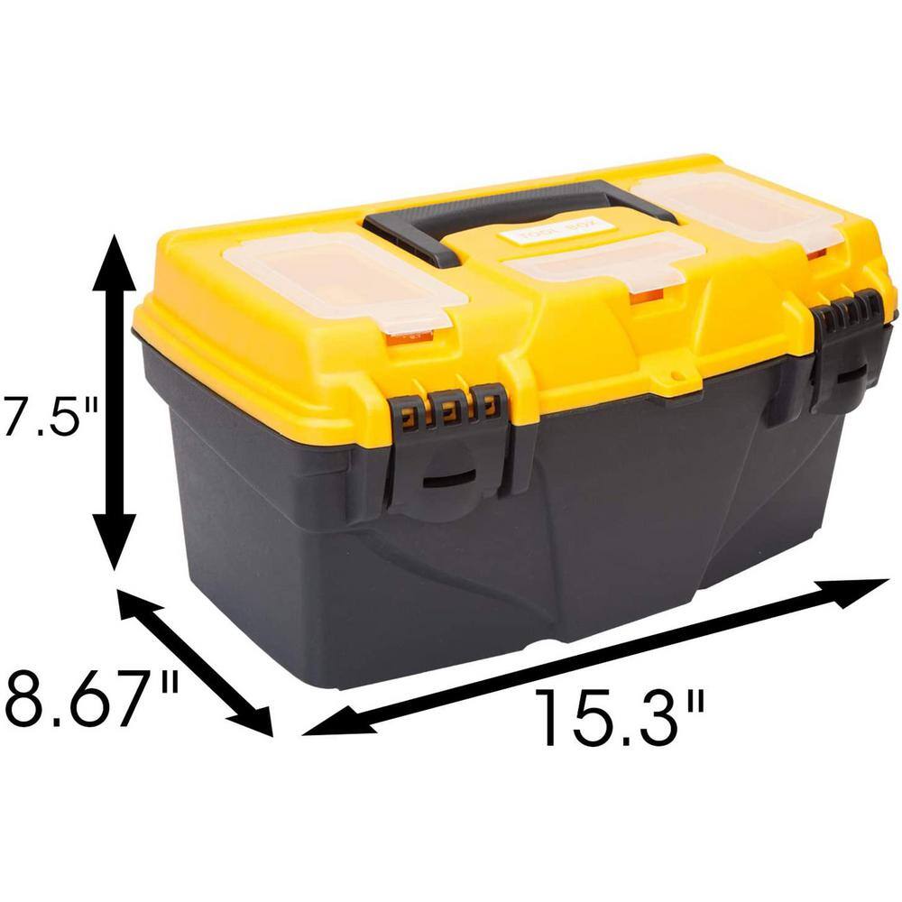 Big Red 15.5 in. Plastic Portable Tool Box with Hardware Storage Lid ATRJH-3015T