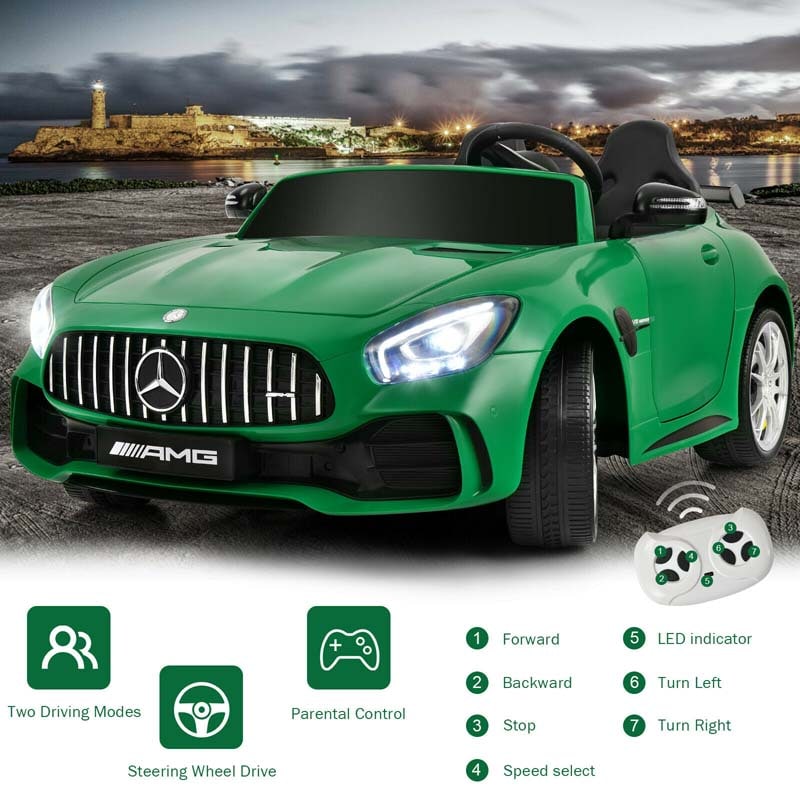 Licensed Mercedes Benz AMG GTR 2-Seater Ride-on Car 12V Battery Powered Vehicle Kids Riding Toy Car with Remote