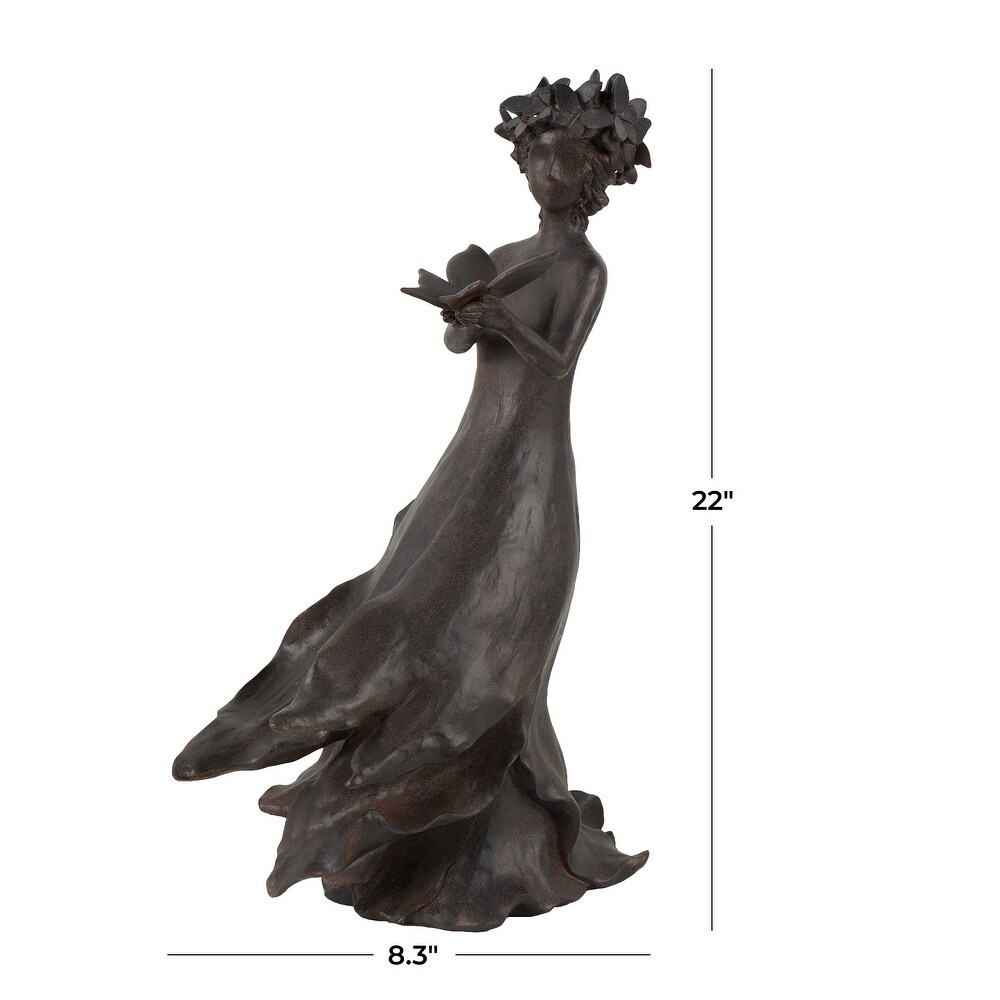 Dark Gray Resin Woman Sculpture