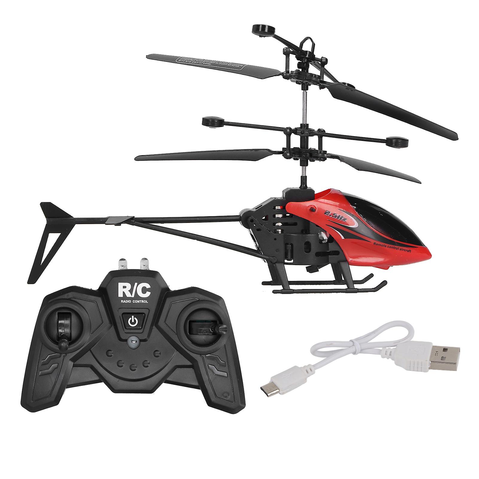 Remote Control Antifall Outdoor Flying Aircraft Charging Remote Control Helicopter Toy Model(red )