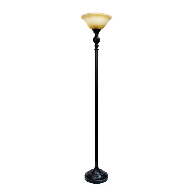 1 light Torchiere Floor Lamp With Marbleized Glass Shade Elegant Designs