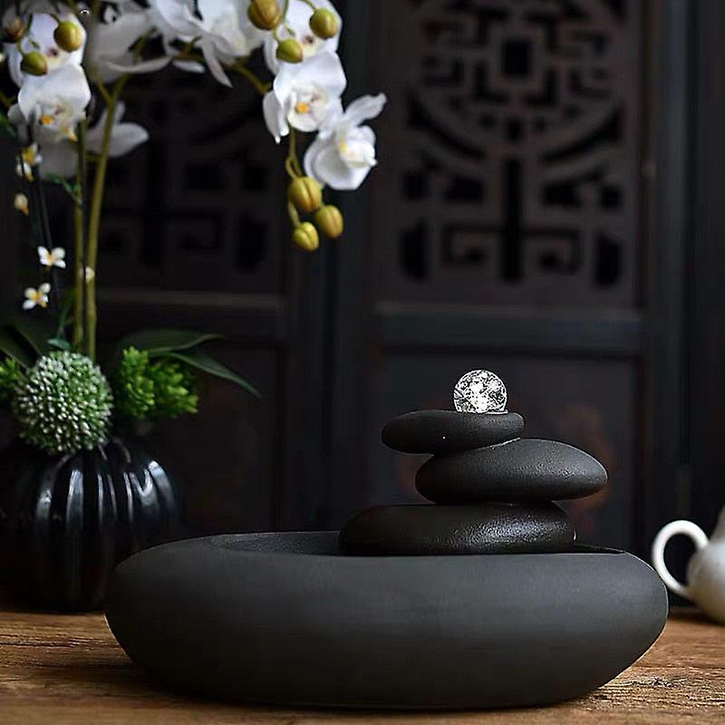 Black stone ceramic pet water fountain