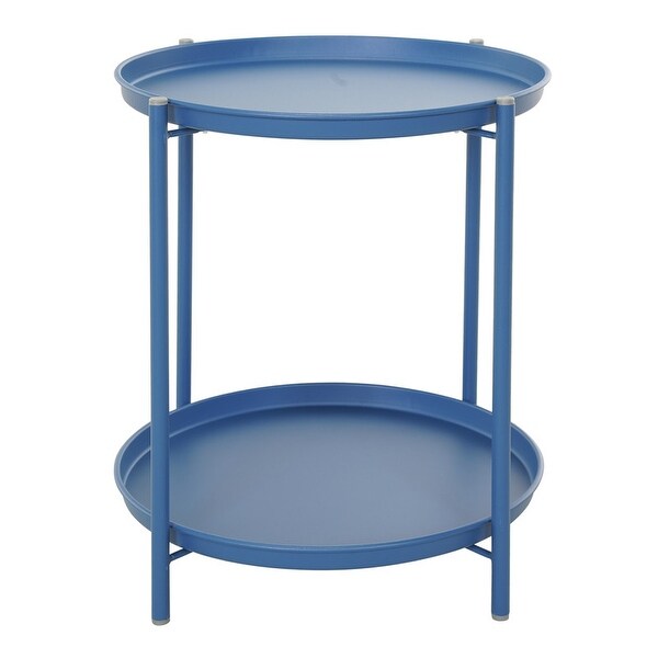 2Tier Metal Round Side Table for Outdoor and Indoor Use