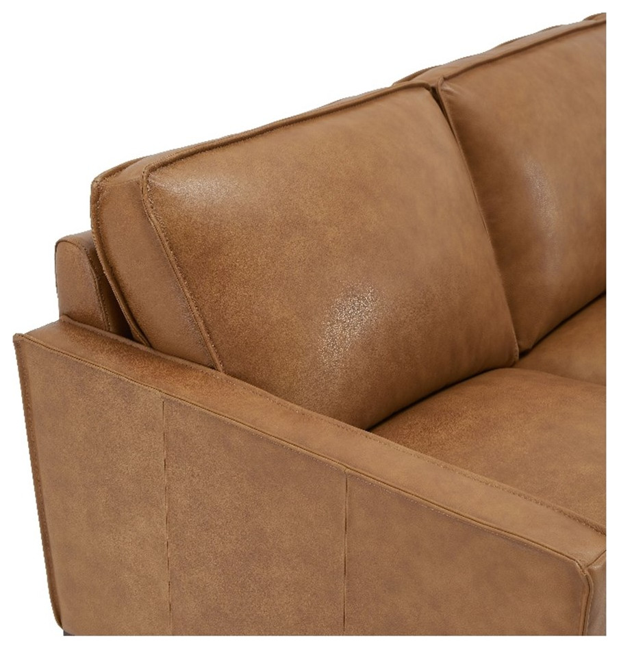 Leather Lusso Grayson Genuine Leather Sectional Right Arm Loveseat in Camel   Contemporary   Loveseats   by Homesquare  Houzz