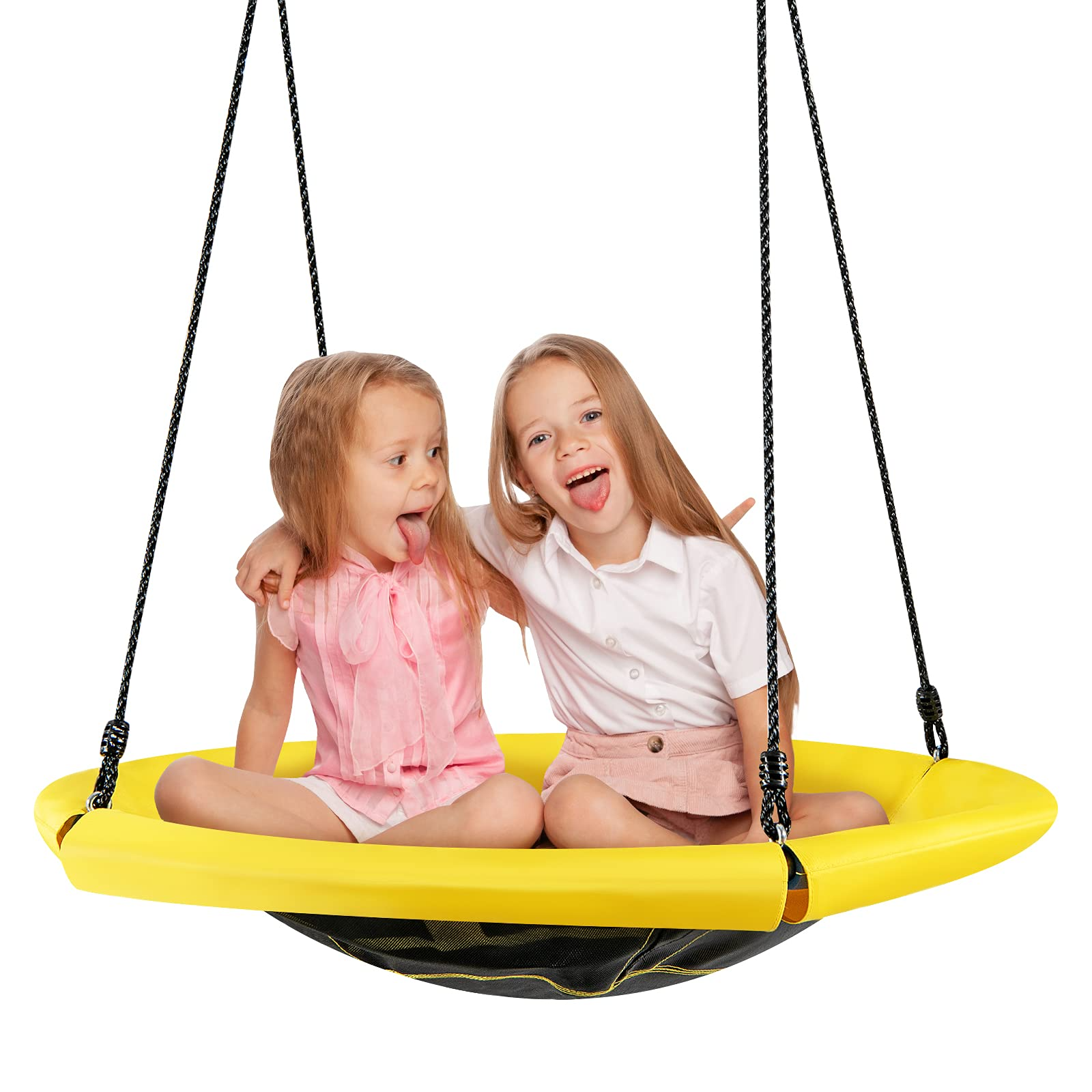 Costzon 40'' Saucer Tree Swing, Round Flying Nest Tree Swing with Oxford Cloth Platform