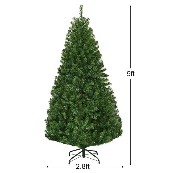 Gymax 59FT PreLit Christmas Tree Hinged Artificial Tree w/ Metal