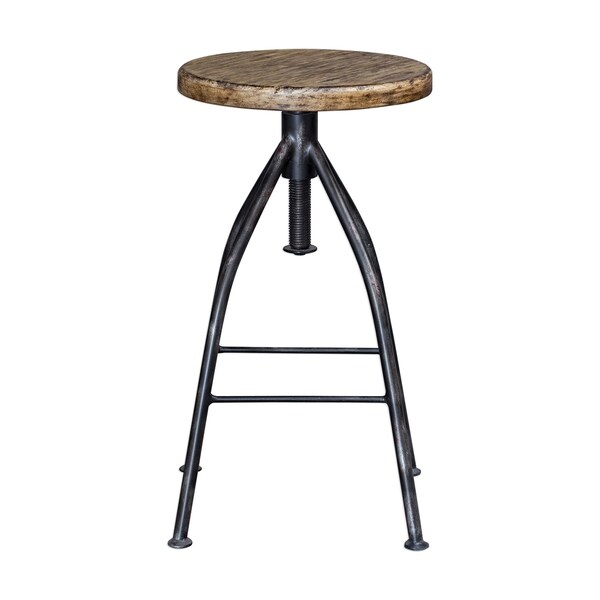 Uttermost Dalvin Industrial Aged Steel and Driftwood Pub Stool