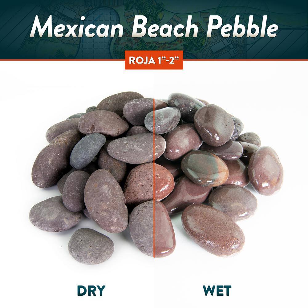 Southwest Boulder  Stone 0.25 cu. ft. 3 in. to 5 in. Roja Mexican Beach Pebble Smooth Round Rock for Gardens Landscapes and Ponds 02-0282