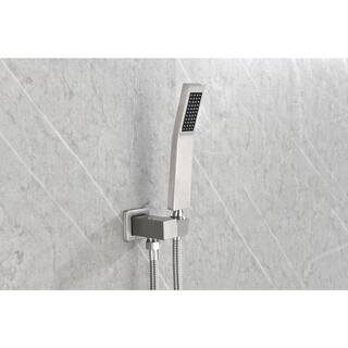 Lukvuzo High Pressure 12 in. Shower Head Brass Wall Bar Shower Kit with Hand Shower in Brushed Nickel HDSA11FS022