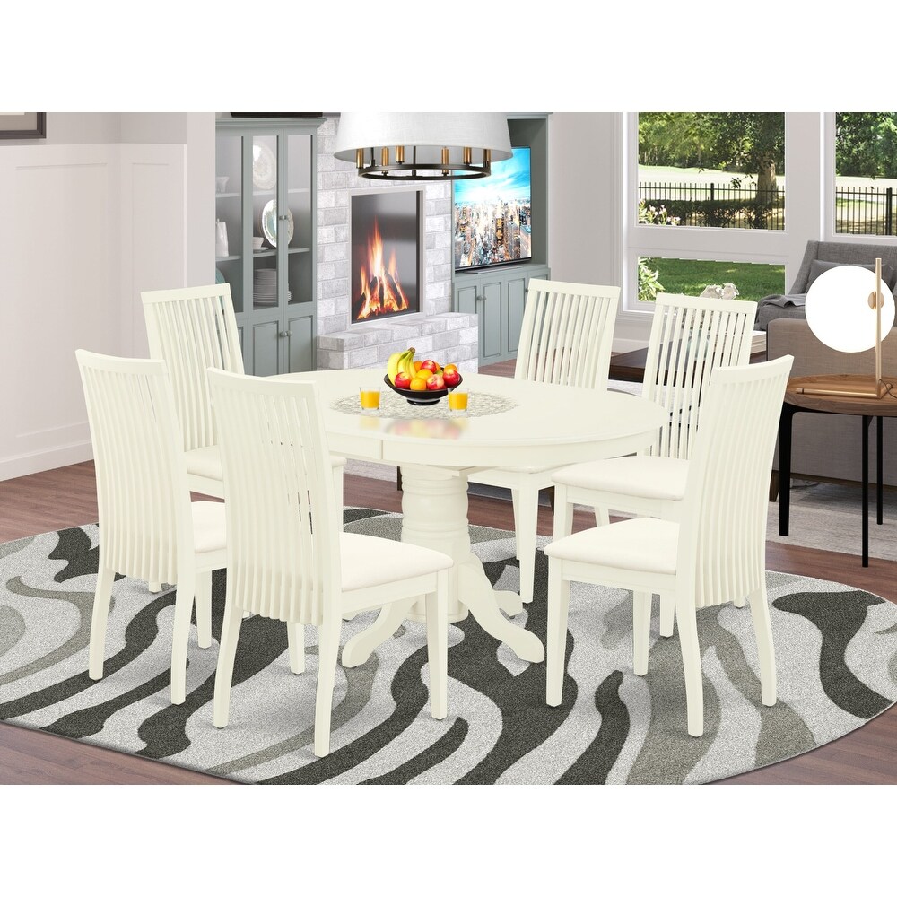 East West Furniture Kitchen Table Set Consist of a Dining Room Table and Linen Fabric Chairs (Finish   Pieces Options)