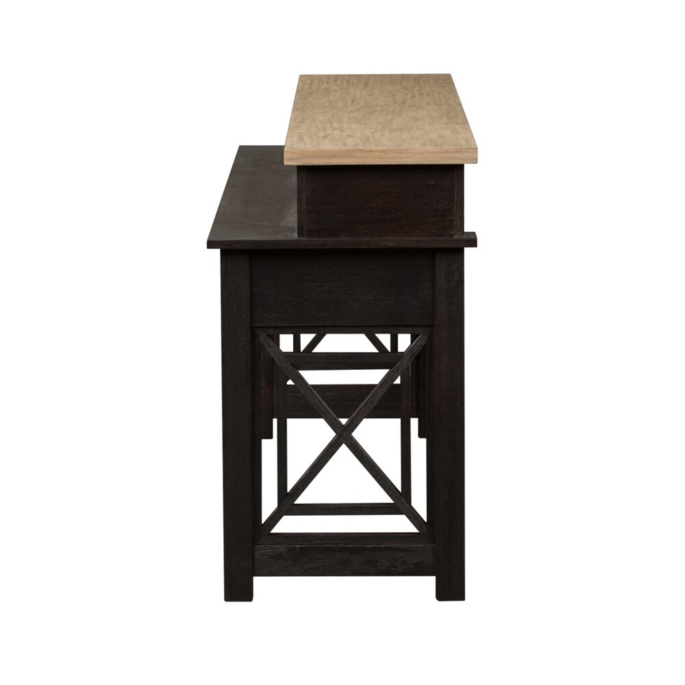 Heatherbrook Charcoal and Ash 4 Piece Console Set (1 Console 3 Stools)