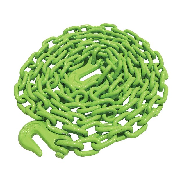 Timber Tuff 5 16 Inch X 14 Foot Multipurpose Grade 43 Log Chain With 2 Hooks For Logging Towing Atv x27 s And More Lime Green