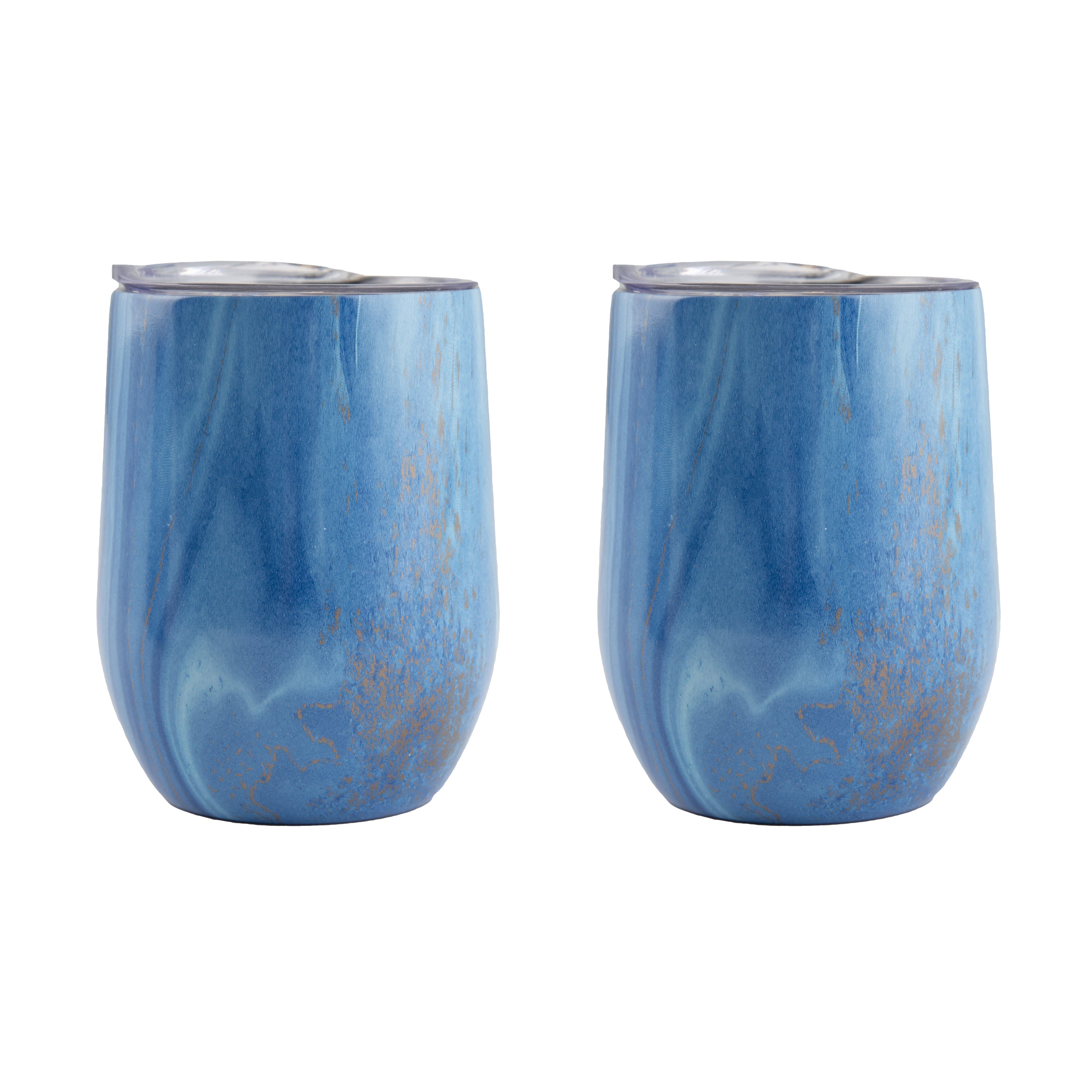 12 Oz Blue Agate Insulated Wine Tumblers, Set Of 2