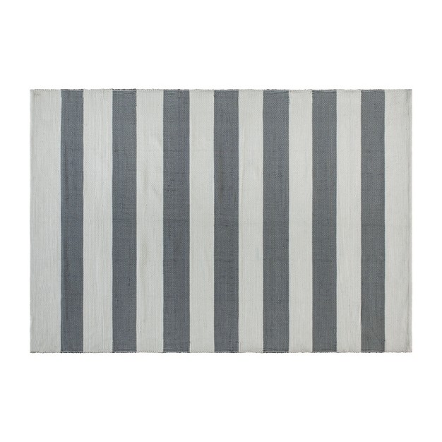 Emma And Oliver 5 x27 X 7 x27 Indoor outdoor Handwoven Grey amp White Striped Cabana Style Area Rug