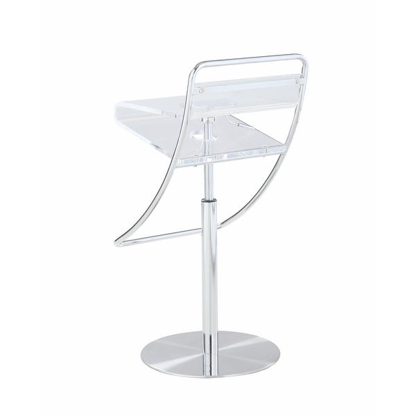 Somette Clear Acrylic Adjustable Height Stool with Polished Stainless Steel Finish