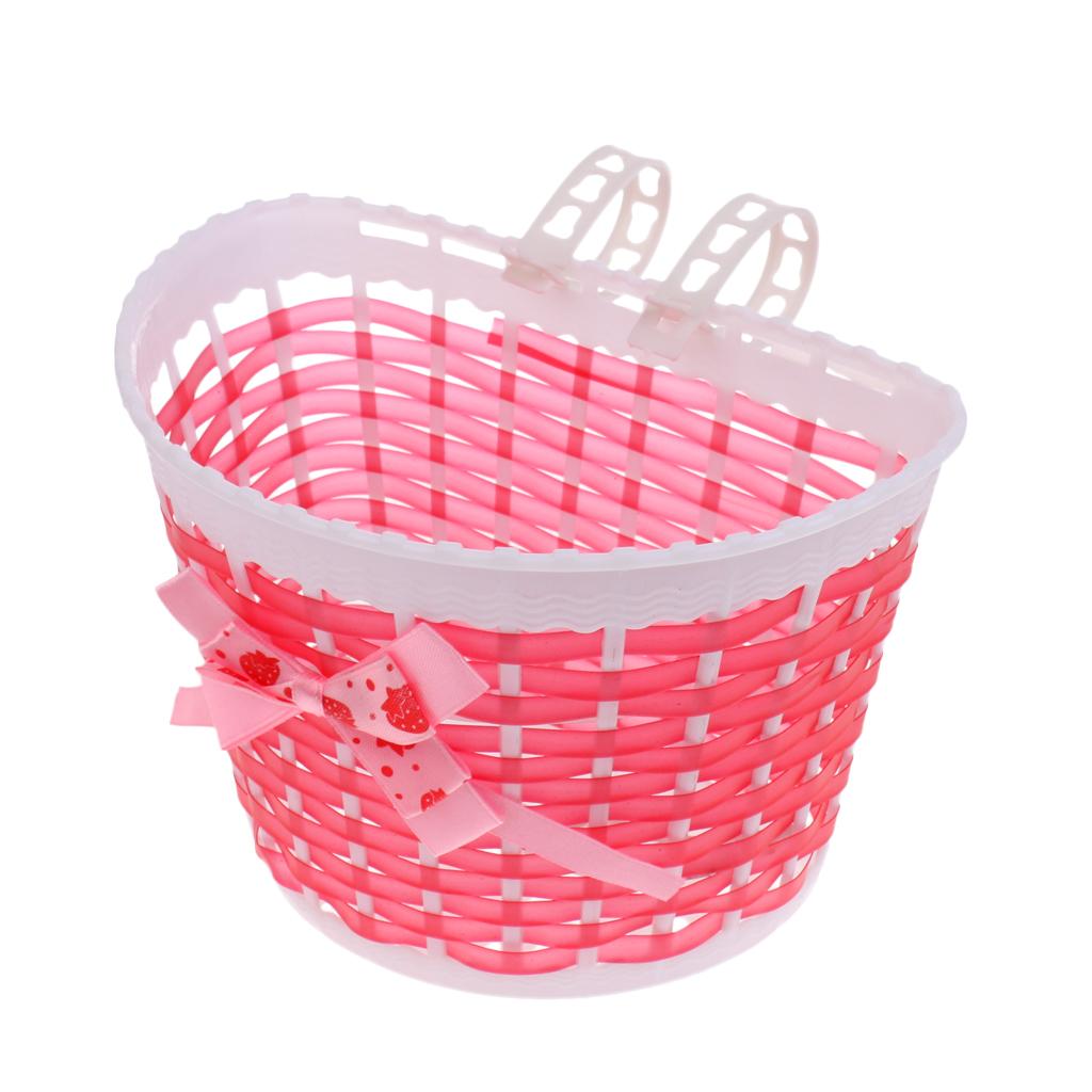 2 Pieces Childrens Kids Girls Bike Bowknot Front Basket with Flowers