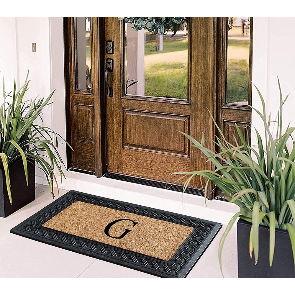 A1HC Paisley Border Rubber and Coir Large Heavy Duty Outdoor Monogrammed Doormat  23\
