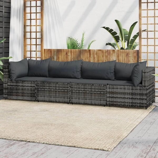 vidaXL Patio Lounge Set with Cushions Brown/Black/Gray Poly Rattan