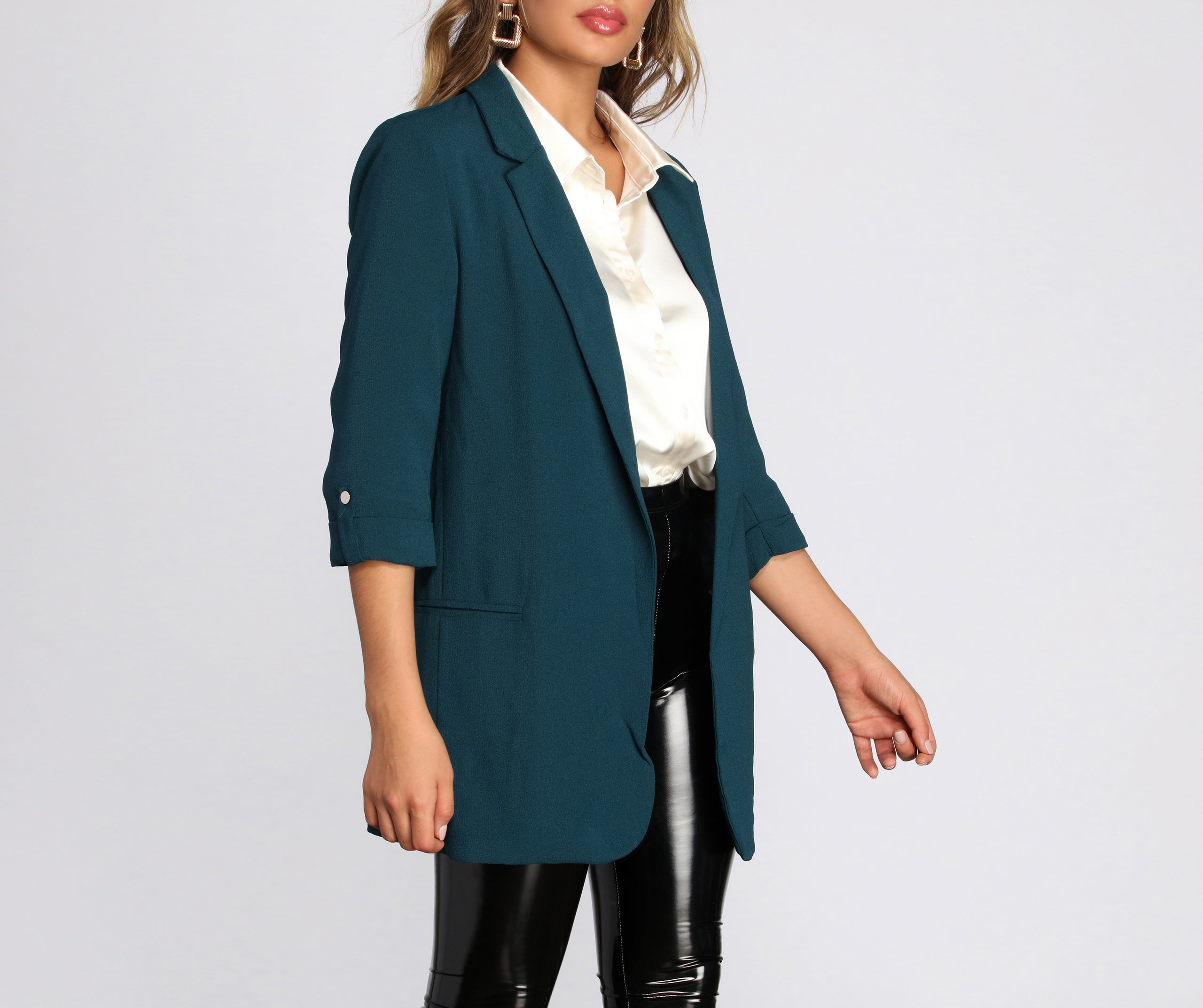 Over-Sized Woven Boyfriend Blazer