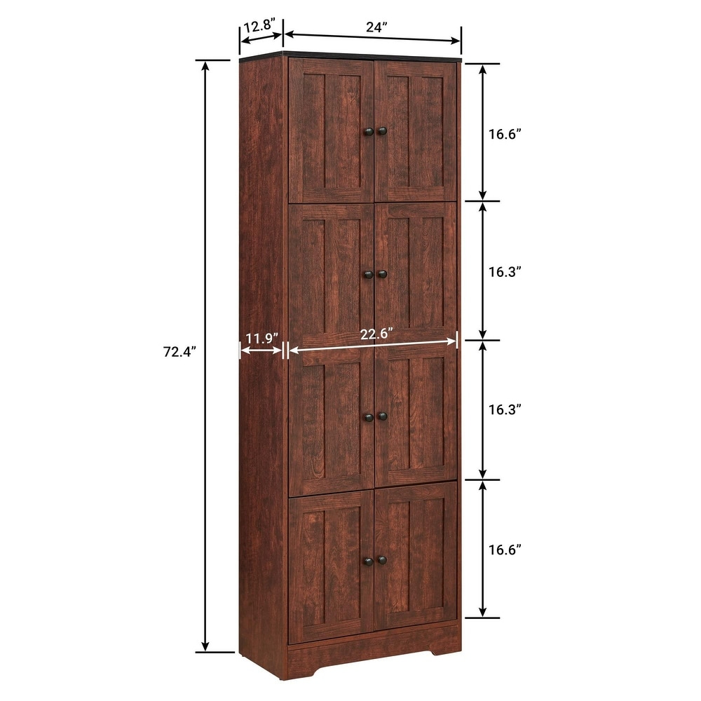 Tall Storage Cabinet with 4 Doors and 4 Shelves