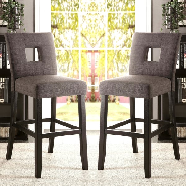 Maldives Open Back Grey Upholstered Counter Height Parsons Dining Stools (Set of 2)