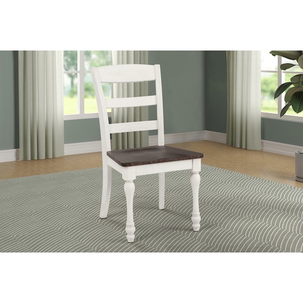 Bridgeview Dark Cocoa and Coastal White Ladder Back Dining Chairs (Set of 8)