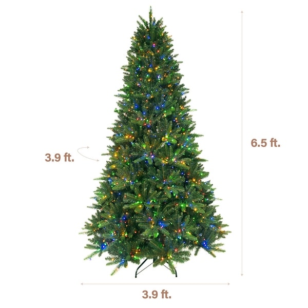 Fraser Hill Farm 6.5ft. York Pine Artificial Christmas Tree with Multicolor Color Changing 3MM LED Lights