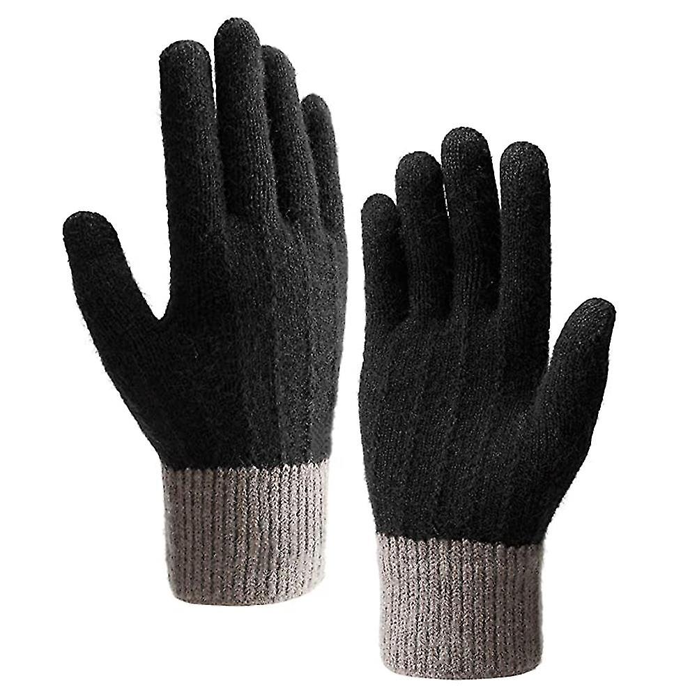 Winter Gloves Compatible With Women， Warm Knit Touch Screen Texting Anti-slip Thermal Gloves With Wool Lining