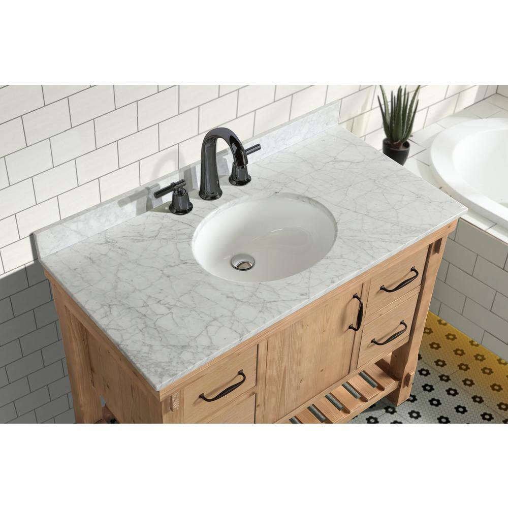 Ari Kitchen and Bath Marina 42 in. Single Vanity in Driftwood with Marble Vanity Top in Carrara White AKB-MARINA-42DW