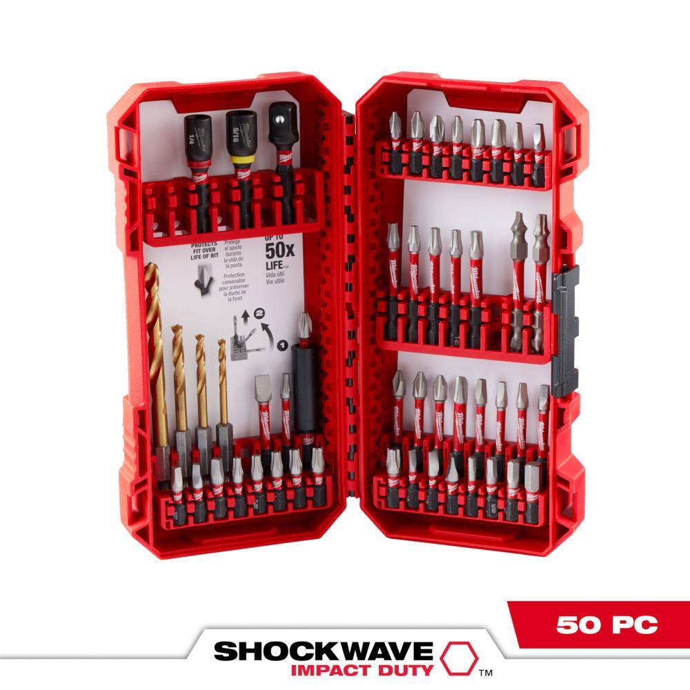 MW SHOCKWAVE Impact Duty Alloy Steel Screw Driver Drill Bit Set (50-Piece) 48-32-4024