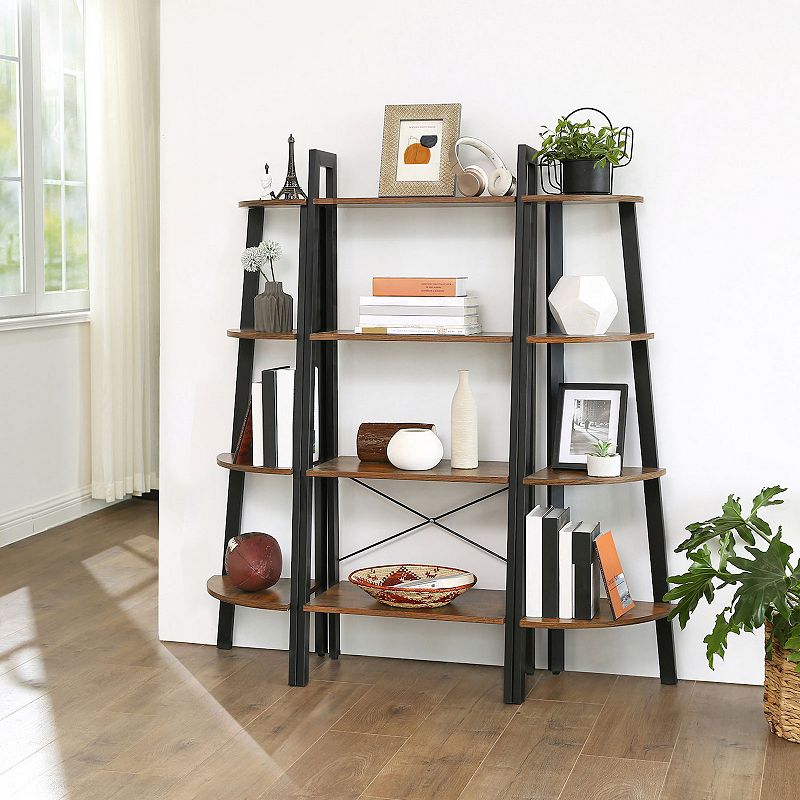 Industrial Ladder， 4-tier Bookshelf， Storage Rack Shelf Unit， Bathroom， Living Room