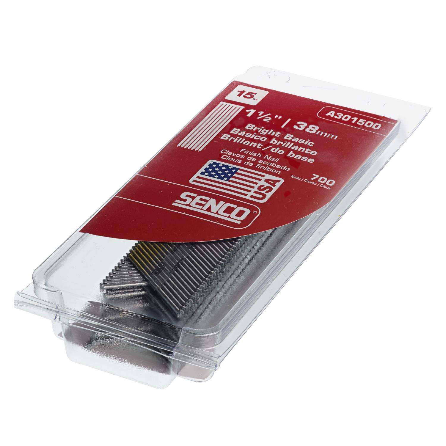 Senco 1-1/2 in. 15 Ga. Angled Strip Bright Finish Nails 34 deg 700 pk