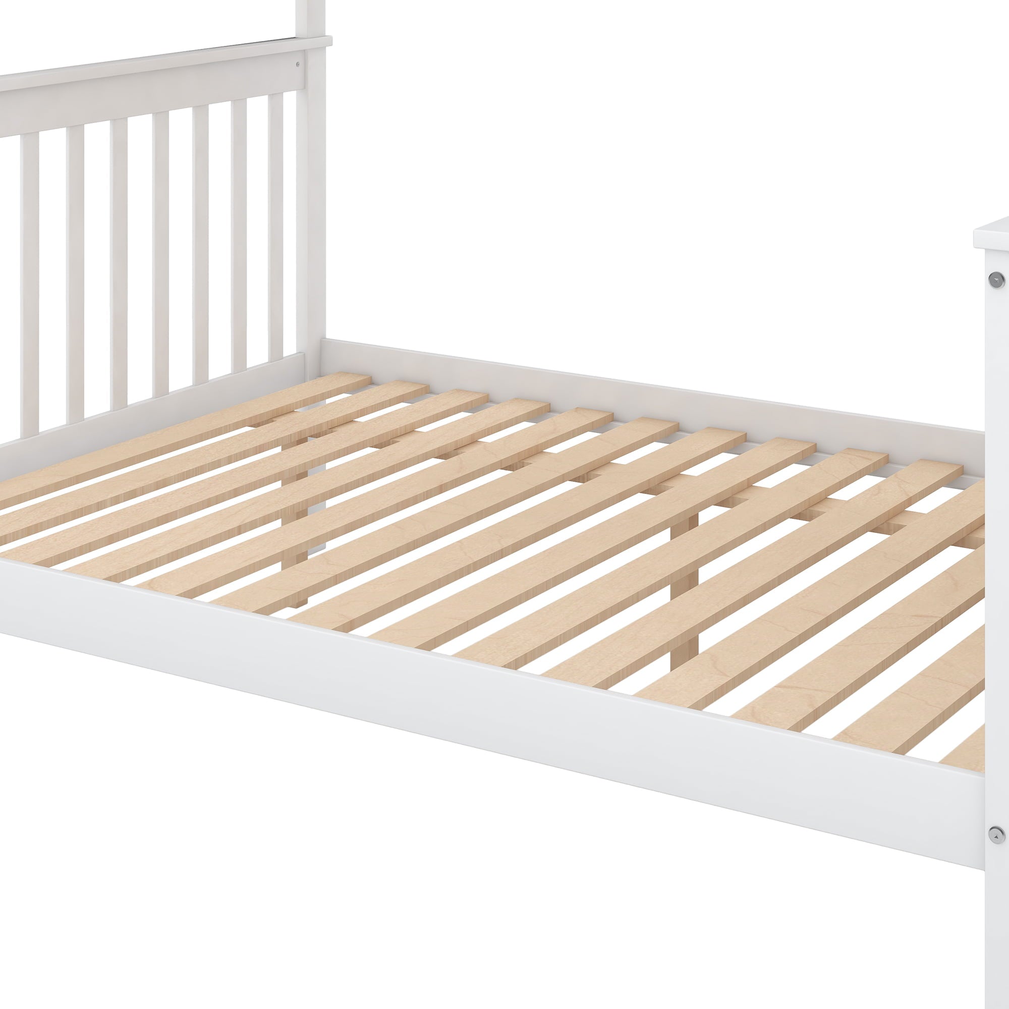 Euroco Twin Over Full Bunk Bed with Stairs and Storage for Kids, White