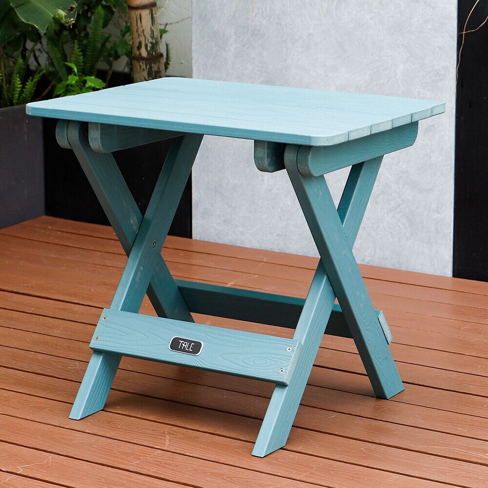 Adirondack Portable Folding Side Table Square Fade Resistant Plastic Wood Table Outdoor