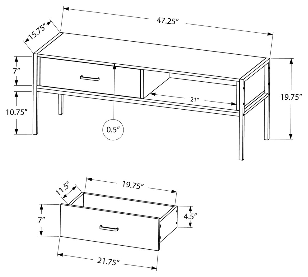 Tv Stand  48 Inch  Console  Living Room  Bedroom  Laminate  Black   Industrial   Entertainment Centers And Tv Stands   by Monarch Specialties  Houzz